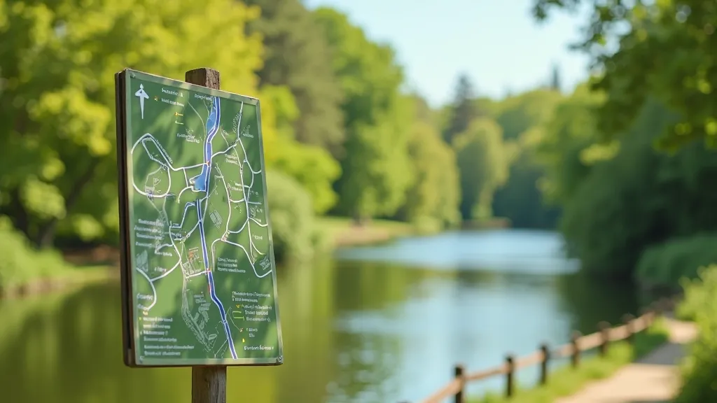 Kanāla mapa ar marķētiem maršrutiem, signāli, ceļu virzieni, vecais kartogramma stils